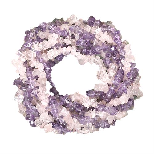 NATURAL AMETHYST AND ROSE QUARTZ NUGGETS 32 INCHES NECKLACE #VBJ010038